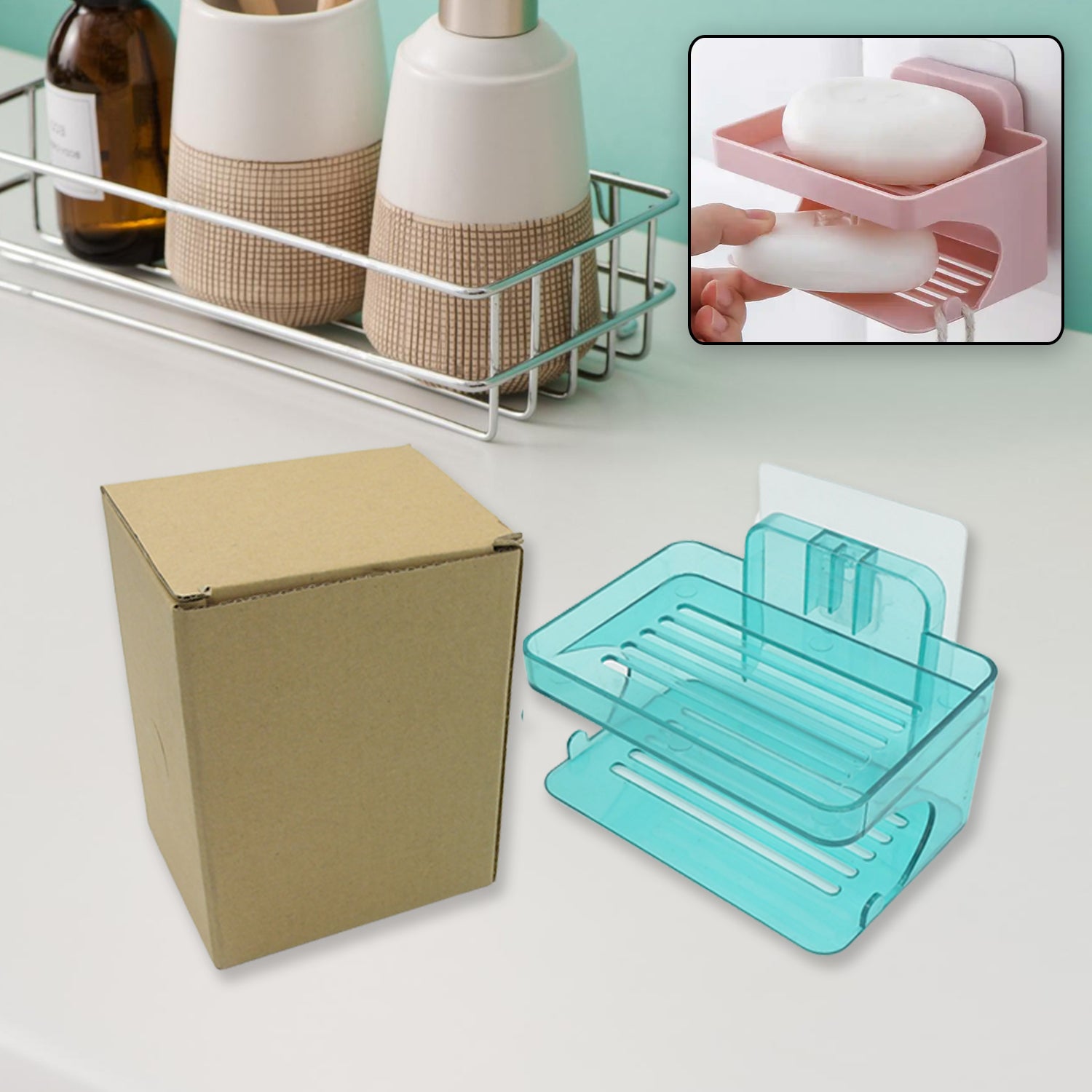 4759 Wall Mounted 2 Layer Soap Holder with Hook Self Adhesive Double Layer Plastic Soap Dish with Hook for Bathroom Kitchen Sink and Wash Basin (2 Layer 1 Pc) 4759 Wall Mounted 2 Layer Soap Holder with Hook Self Adhesive Double Layer Plastic Soap Dish with Hook for Bathroom Kitchen Sink and Wash Basin (2 Layer 1 Pc)
